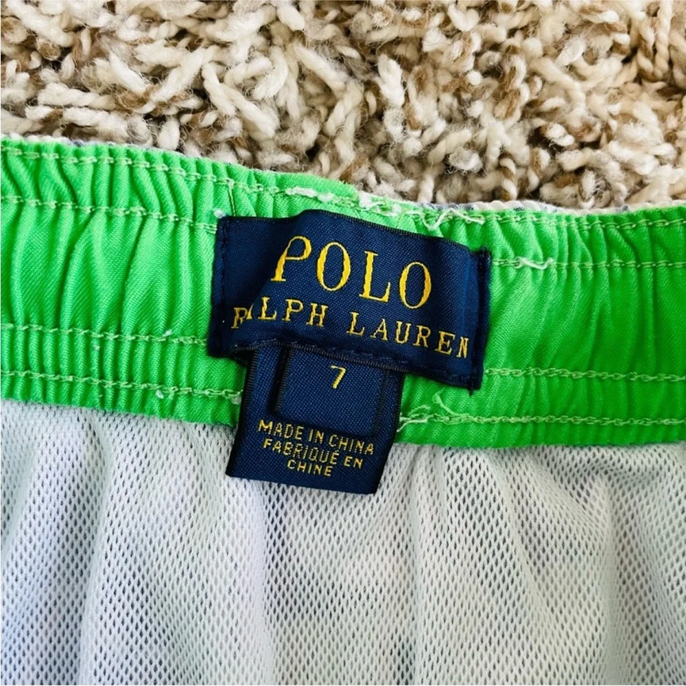 Polo Ralph Lauren Boys Swim Trunks 7 Blue Floral Hawaiian Print Board Shorts - Picture 8 of 10